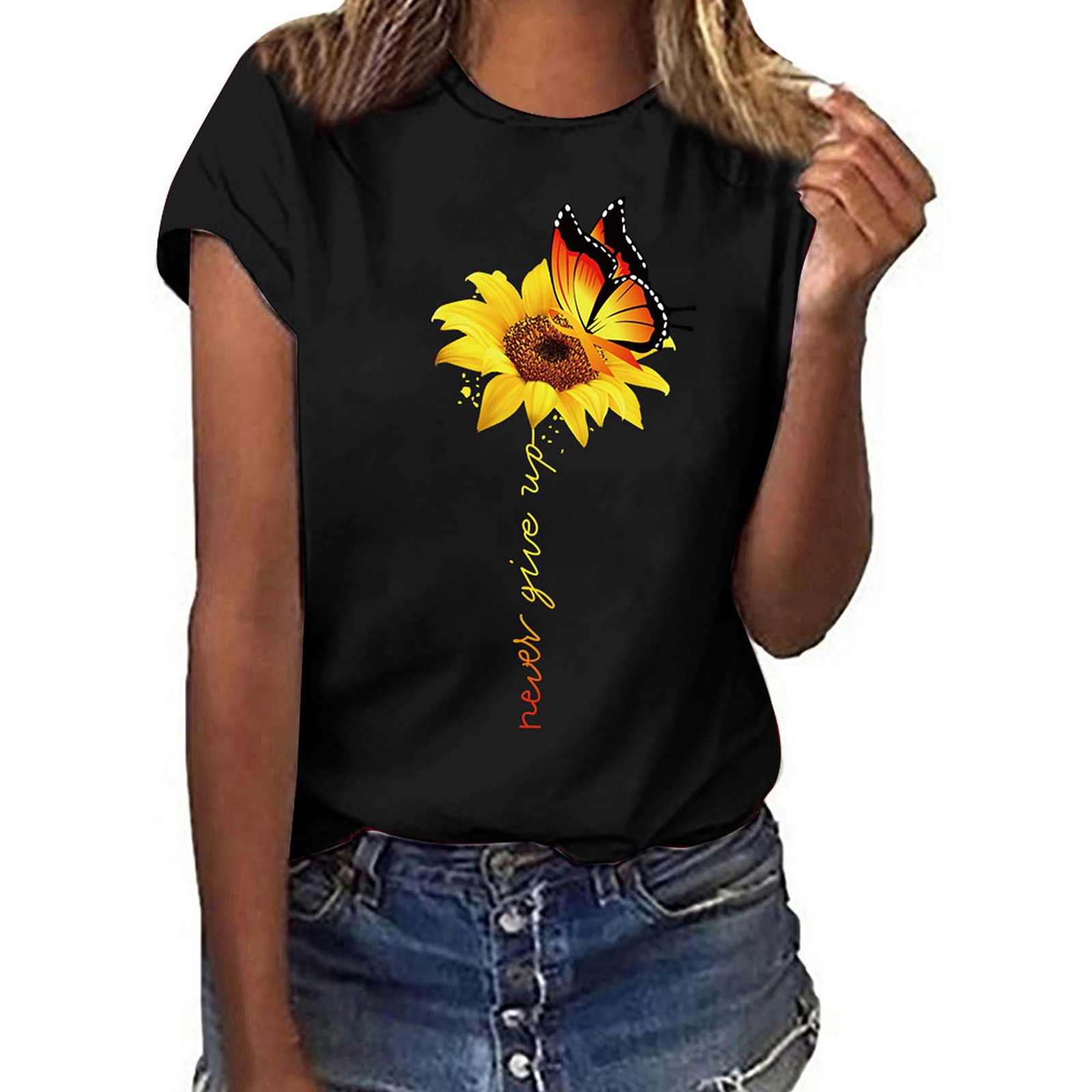 Women Casual Sunflower Print Top